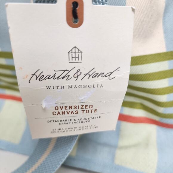 Hearth & Hand with Magnolia Oversized Canvas Beach Tote w/ Detachable Strap NWT - Picture 5 of 7